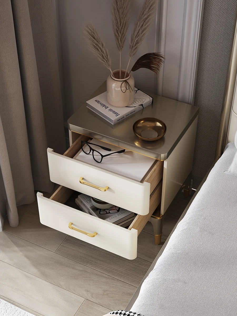 

غرفة نوم كاملة أثاث American-Style Luxury Bedside Table Bedroom Luxury Solid Wood Locker Simple Multifunctional Bedside Cabinet