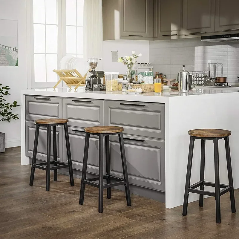 American solid wood small round table simple household small corner dining table dining chair wrought iron combination