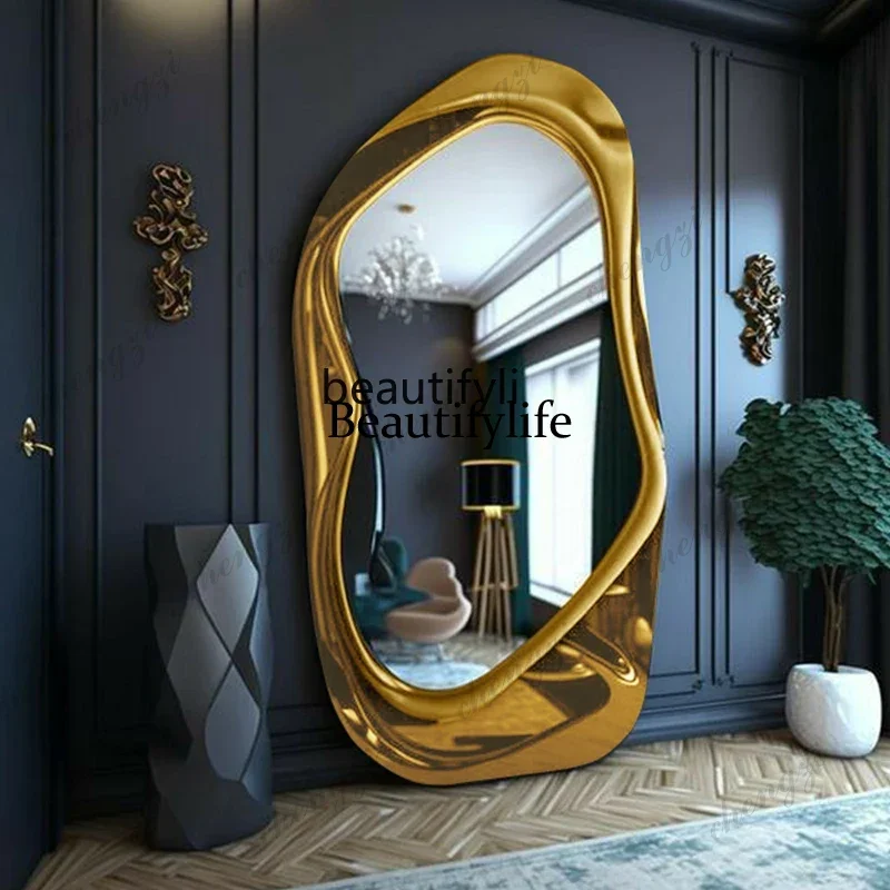 French Dressing,Special-Shaped Mirror American Style, Fitting Mirror Wall Hanging Light Luxury Bedroom Wall Hanging Floor Mirror