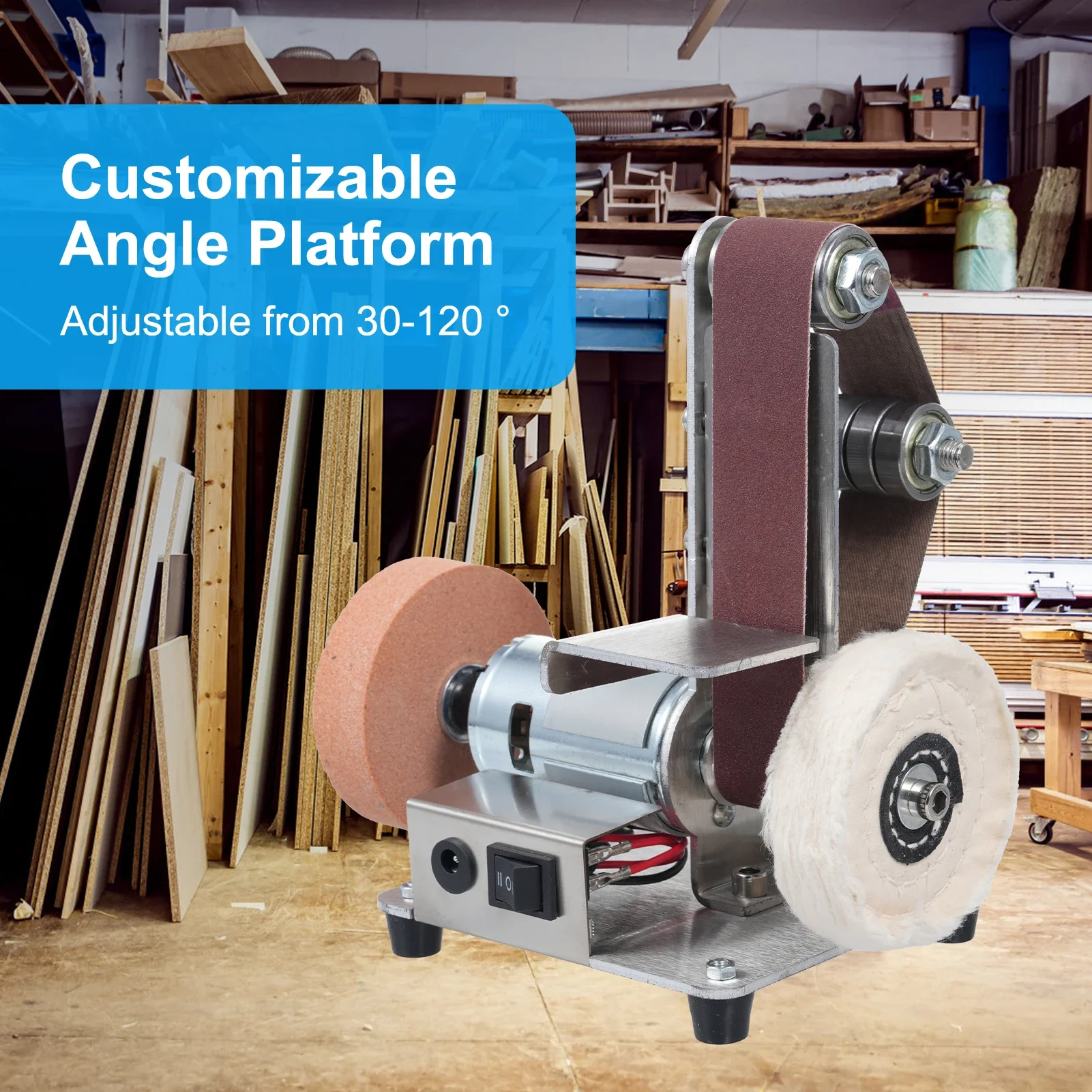 

Multifunctional Electric Belt Sander 7-speed 775 Motor Adjustable Workbench Angle Mini Polishing Grinding Sanding Machine