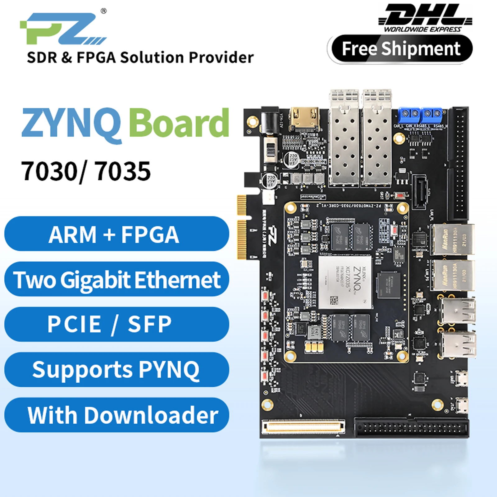 

Puzhi PZ7030-KFB-676 PZ7035-KFB-676 FPGA Development Board ZYNQ7000 7030 7035 PCIE SFP USB ADC