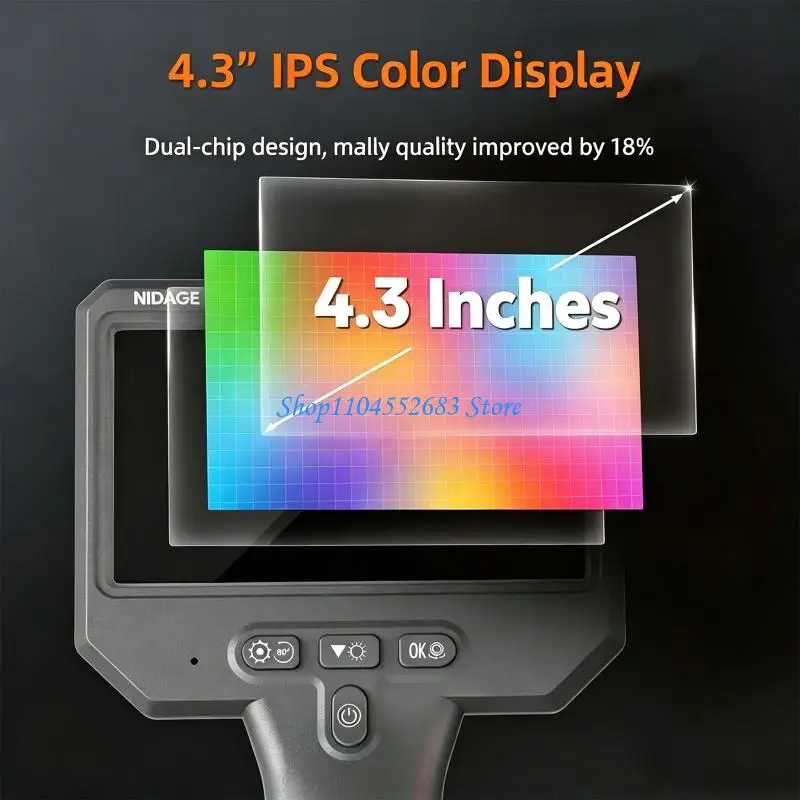 Industrial Borescope with LED Lighting and Color Display Unit for Repair Work 
