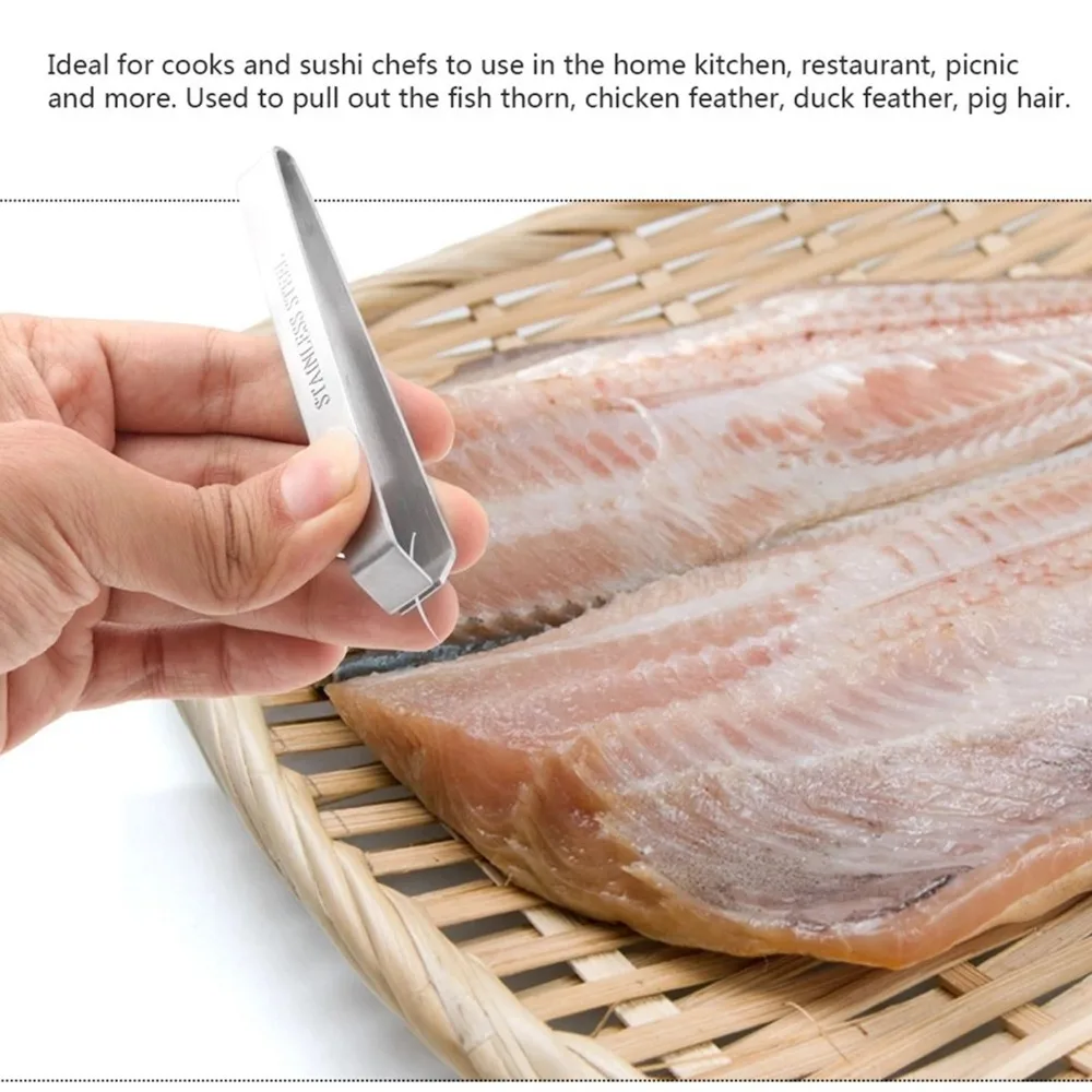 Precision Silver Fish Bone Tweezer Stainless Steel Length 11cm Fish Bone Remover Fish Bone Puller Seafood Deboning