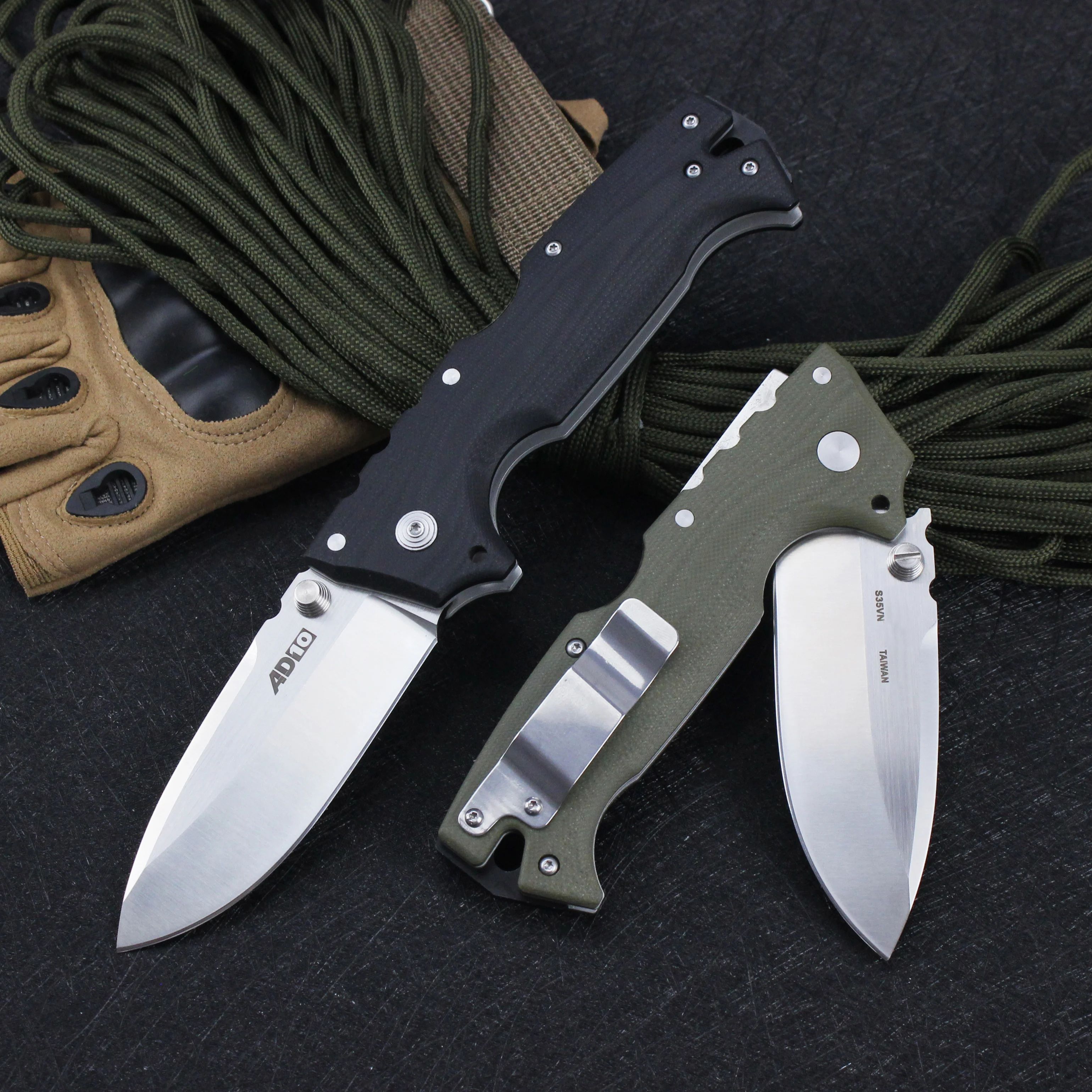 Cold AD10 pisau saku lipat multifungsi, pisau berburu berkemah bertahan hidup militer taktis Multi alat tangan