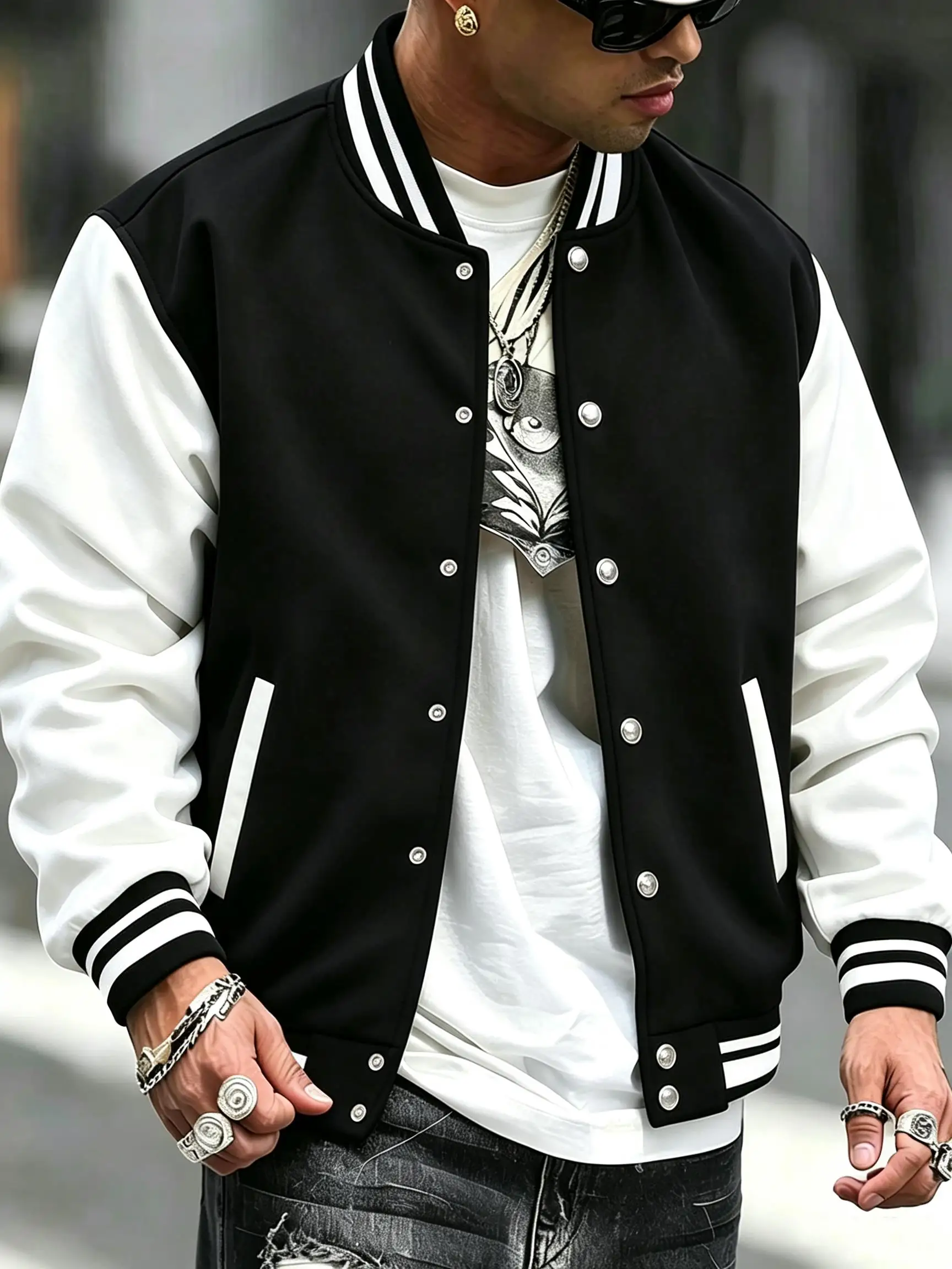 Men Loose Autumn Sportswears Oversized Casual Jackets All-Match Hip Hop Baseball Uniform Sport Clothes Pocket Fashion Veste