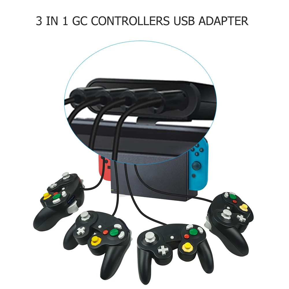 4 Ports Game Converter for GameCube GC Controller USB Adapter for Wii U and PC and Fit for Nintend Switch Game Fast Switching