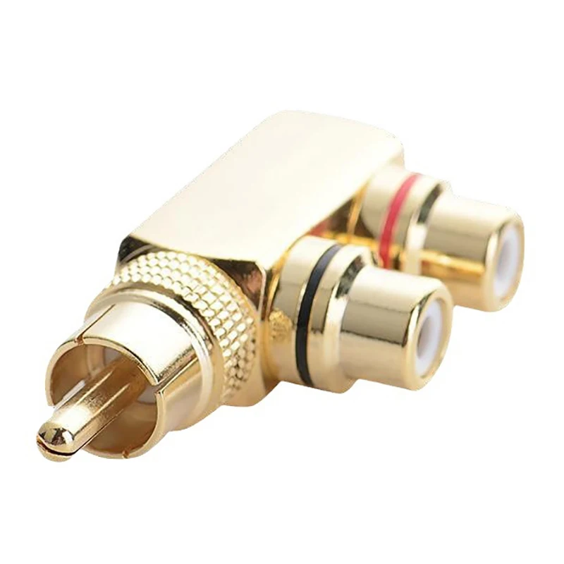 Gold Plated AV Audio Splitter Plug RCA Adapter 1 Male To 2 Female F Connector Tool