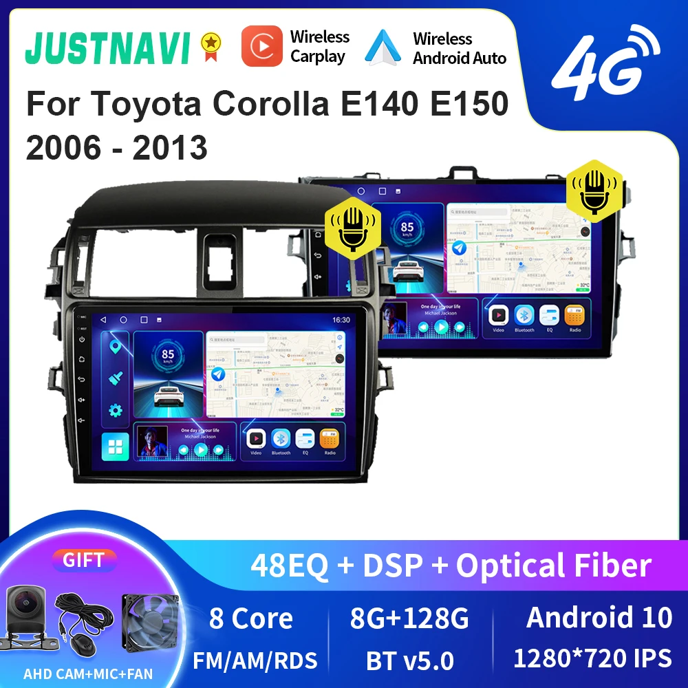 

JUSTNAVI QT10 Подголовник Автомобильный Радиоплеер Для Toyota Corolla E140 E150 2006-2013 GPS Стерео Авто Carplay DSP IPS 8G 128G 9" 2DIN