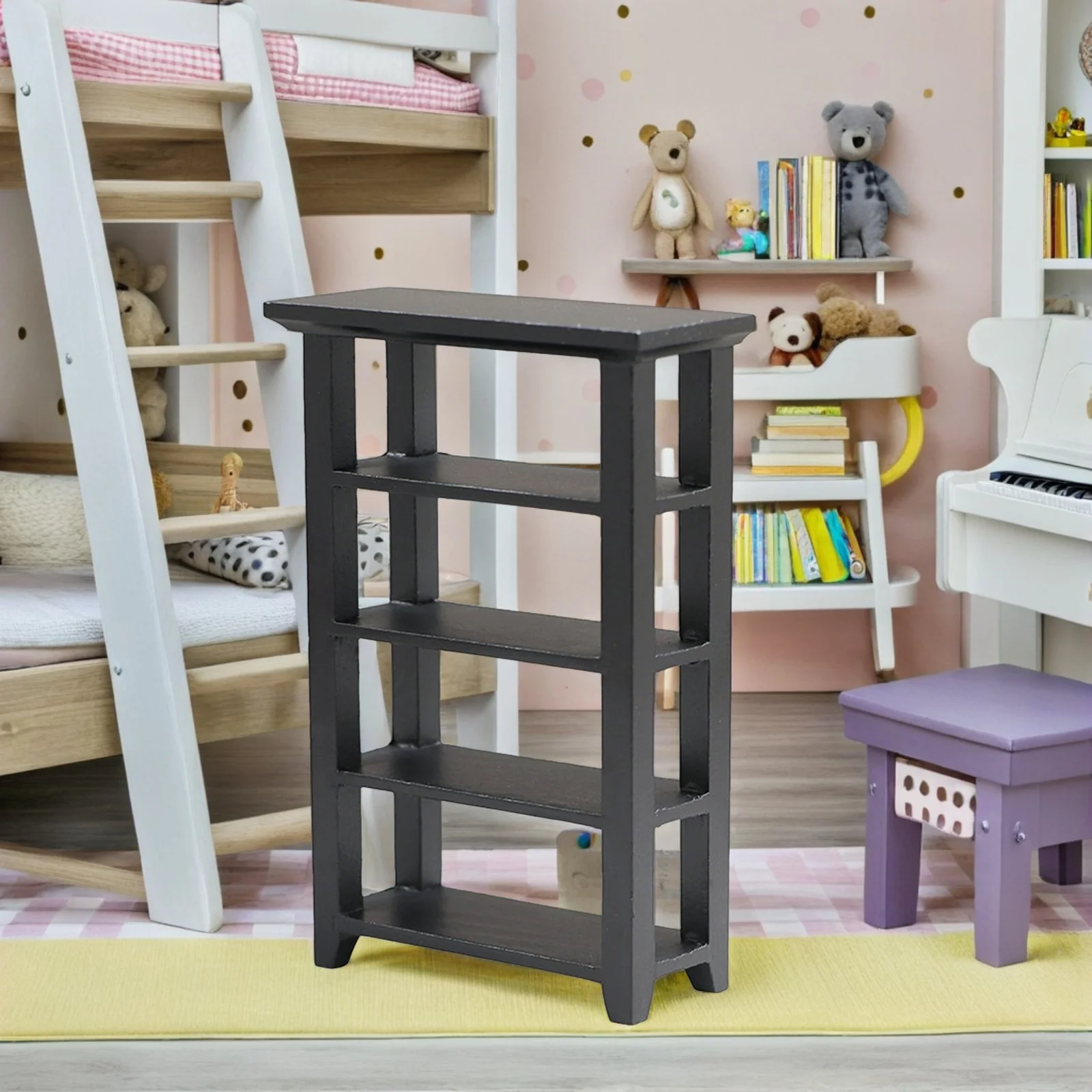 خزانة كتب خشبية صغيرة محاكاة رف كتب خشبي ممتاز أثاث منزلي صغير ديكور رف كتب مصغر زينة سطح المكتب