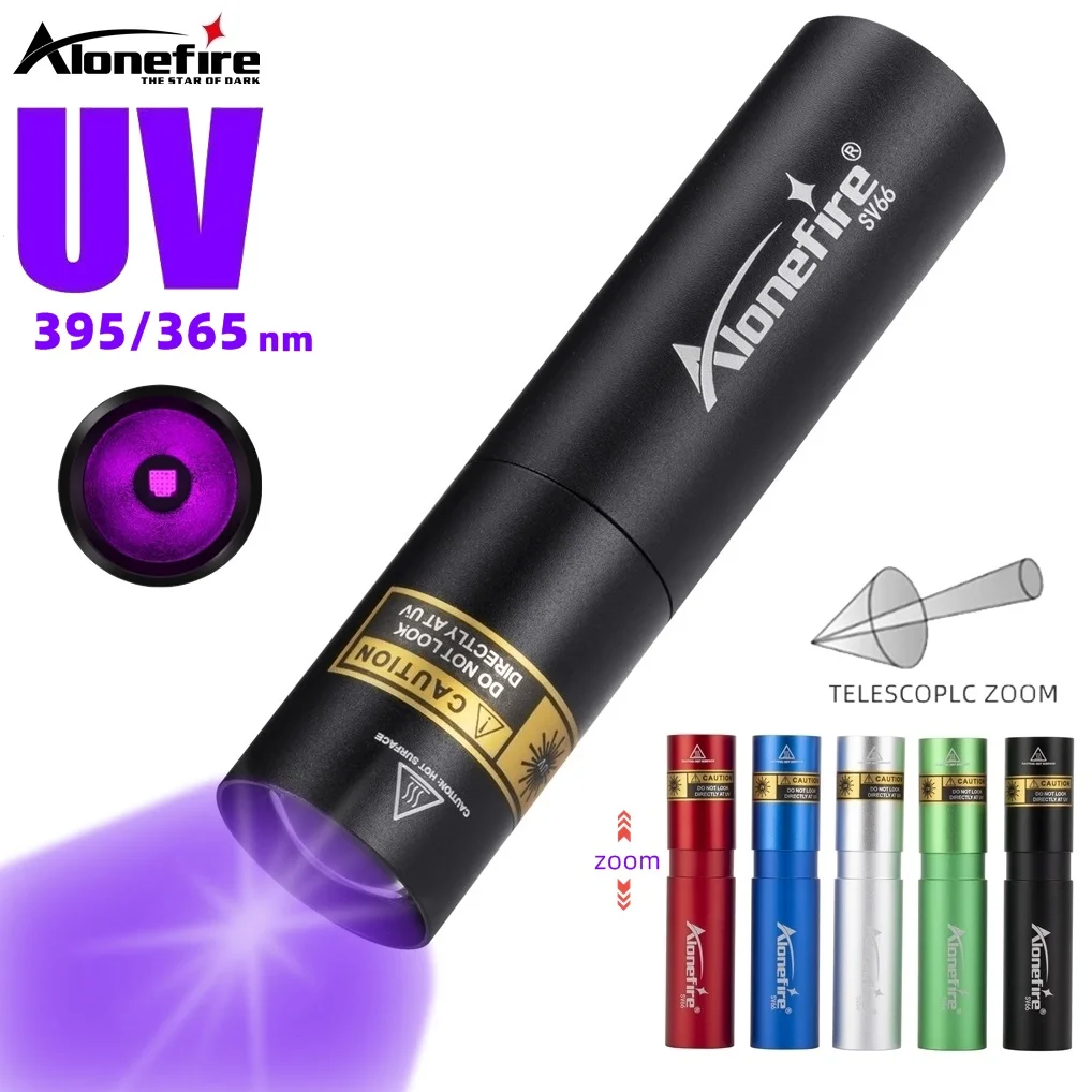 

Zoom 395/365nm UV Flashlight Ultraviolet USB Rechargeable Pets Cat Urine Money Ore Scorpion Invisible Ink Marker Detector SV66