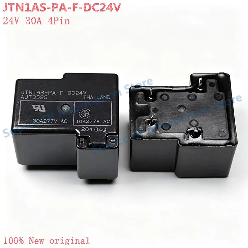 5Pcs JTN1AS-PA-F-DC24V AJT3525 Power Relay, DC24V Coil 30A 277VAC 4 Pin SPST Normally Open PCB Mount Relay for Industrial
