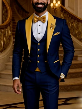 Quality Men's Suit  Fit Tuxedo 3 Pieces Suit Dress Wedding Work & Party 2