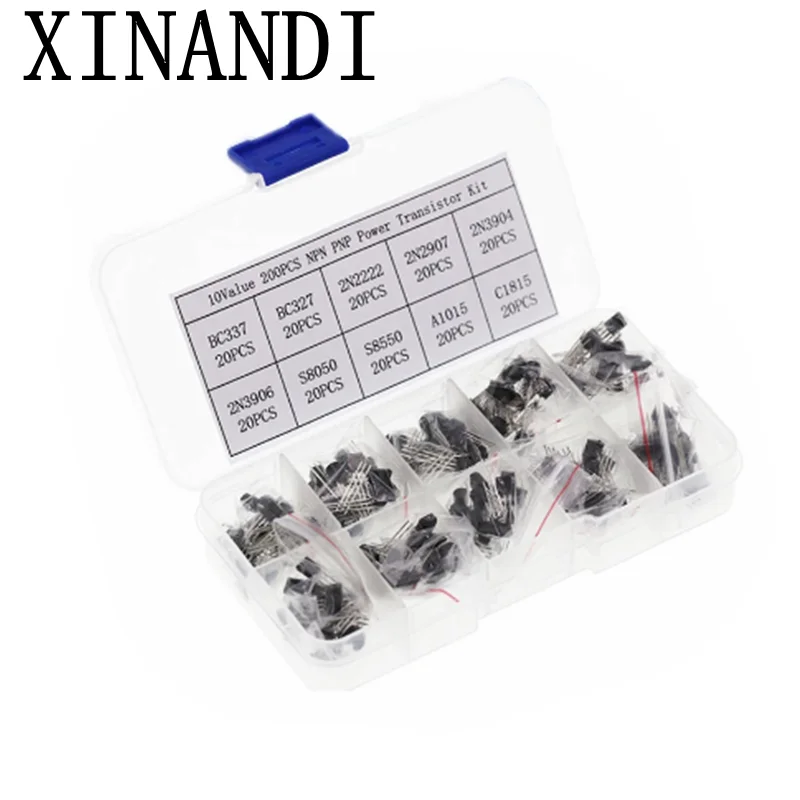 BC337 BC327 2N2222 2N2907 2N3904 2N3906 S8050 S8550 A1015 C1815 10Values*20pcs=200/set Transistors Box Pack Transistor kit TO-92