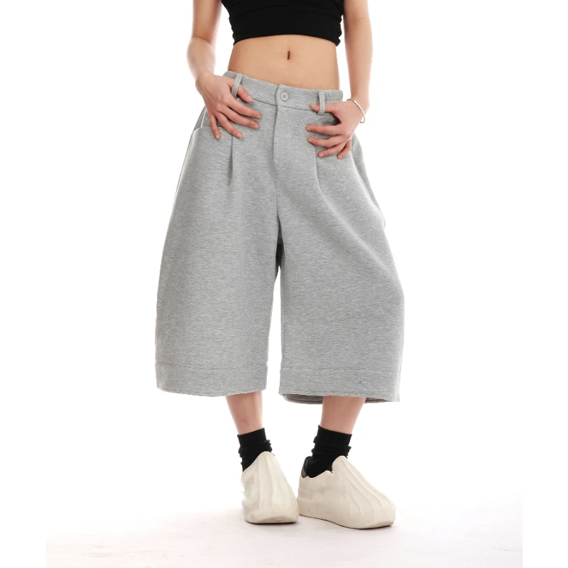 Vintage American Solid Casual Damen Jogginghose All-Match Sommer Neu 2025, modische Sieben-Punkt-Hose, einfache Damenhose