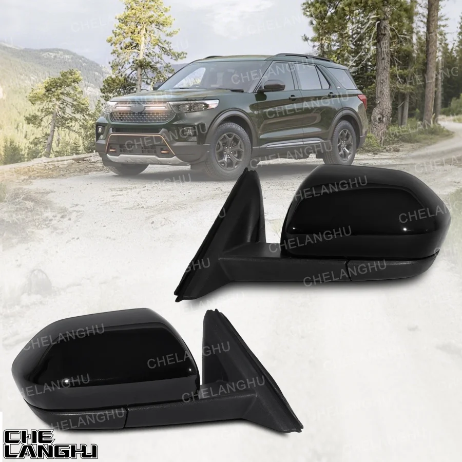 

For Ford Explorer 2020 2021 2022 2023 2024 Car accessories 5 Pin Black Painted Power Adjust Heated Mirror Assembly
