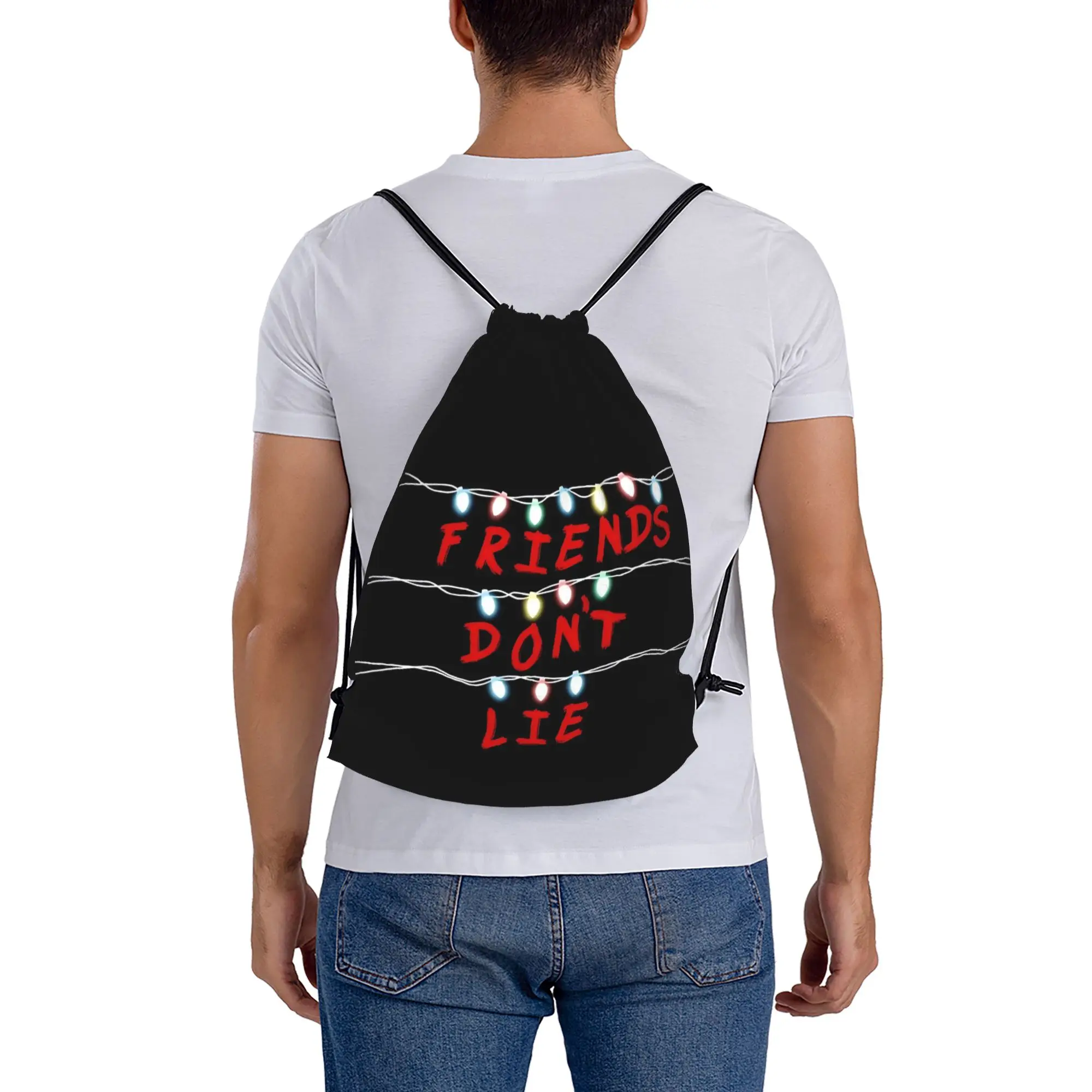 Friends don't lie 2 ST Portable Shopping Drawstring Backpack Riding Backpack Gym Clothes Drawstring Bags