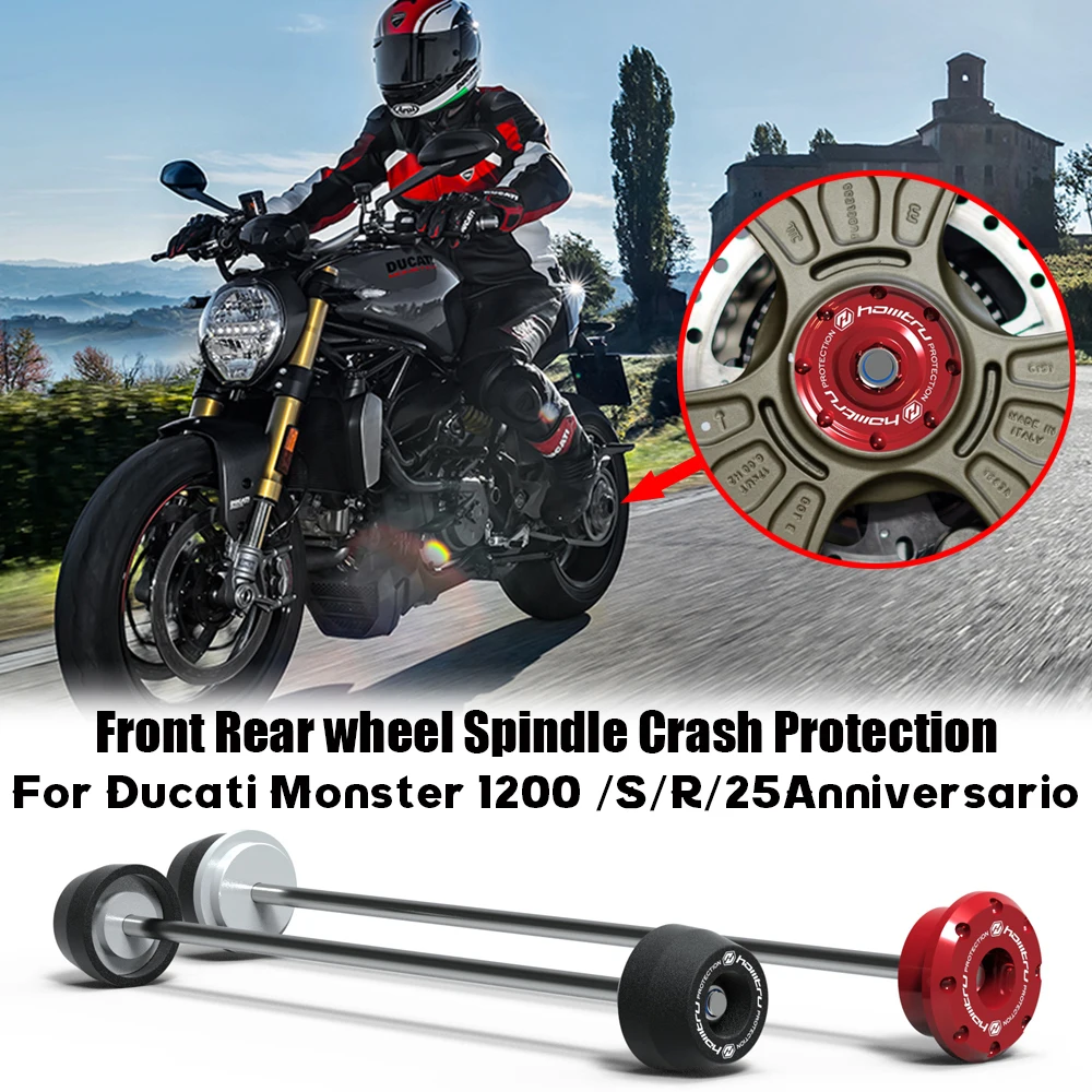 

For Ducati Monster 1200 S R 25 Anniversario 2013-2021 Motorcycle Front Rear wheel Spindle Crash Protection