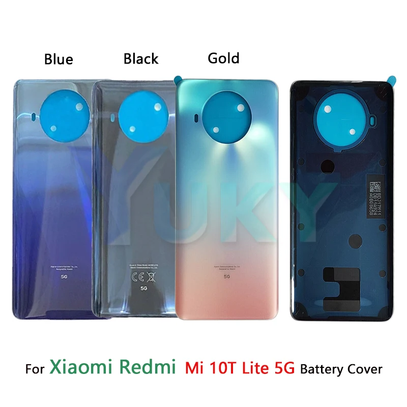 New For Xiaomi Mi 10T Lite 5G Battery Cover Back Glass Panel Rear Door Case Mi 10T Lite Battery Cover Back Cover+With Logo