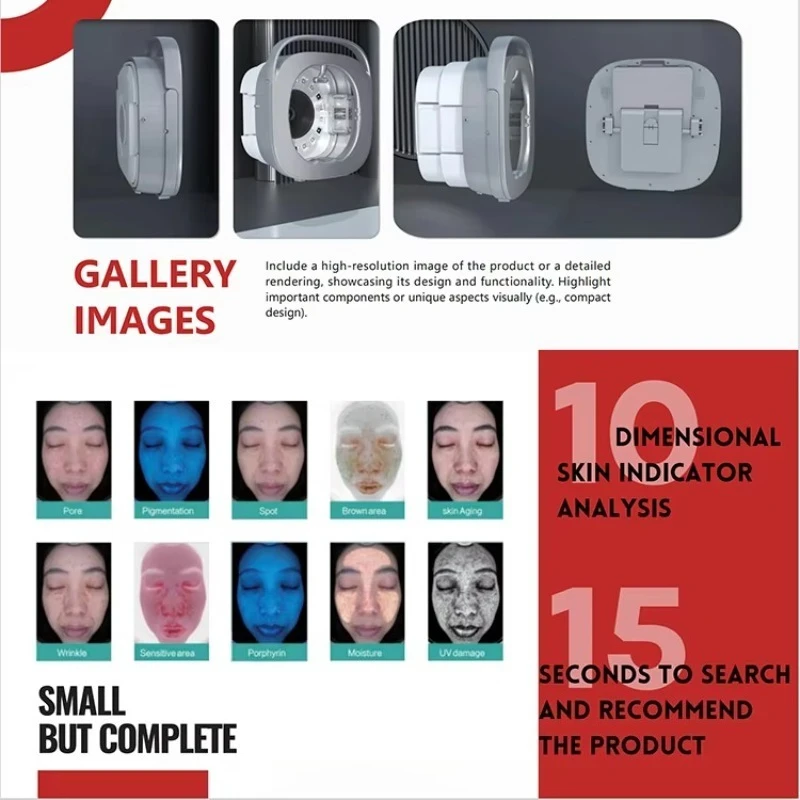 Analisador de pele personalizado, máquina de análise local, hd, digitalização facial, profissional, estética, sistema android, 24 lâmpadas de pele