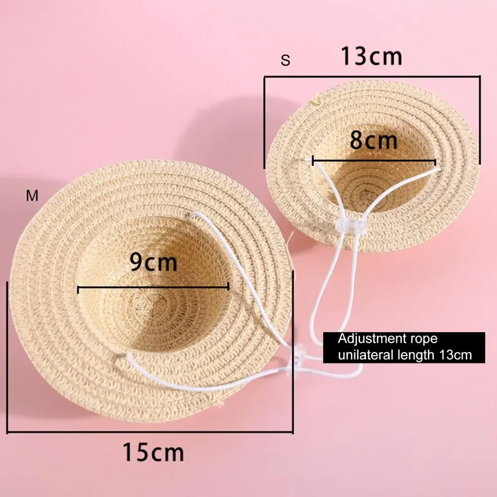 New Straw Pet Hat Cat Dog Summer Sun Shade Straw Hat Pet Puppy Accessories Small Dog Hat Sweet Bow Hats for Cats Pet Hats