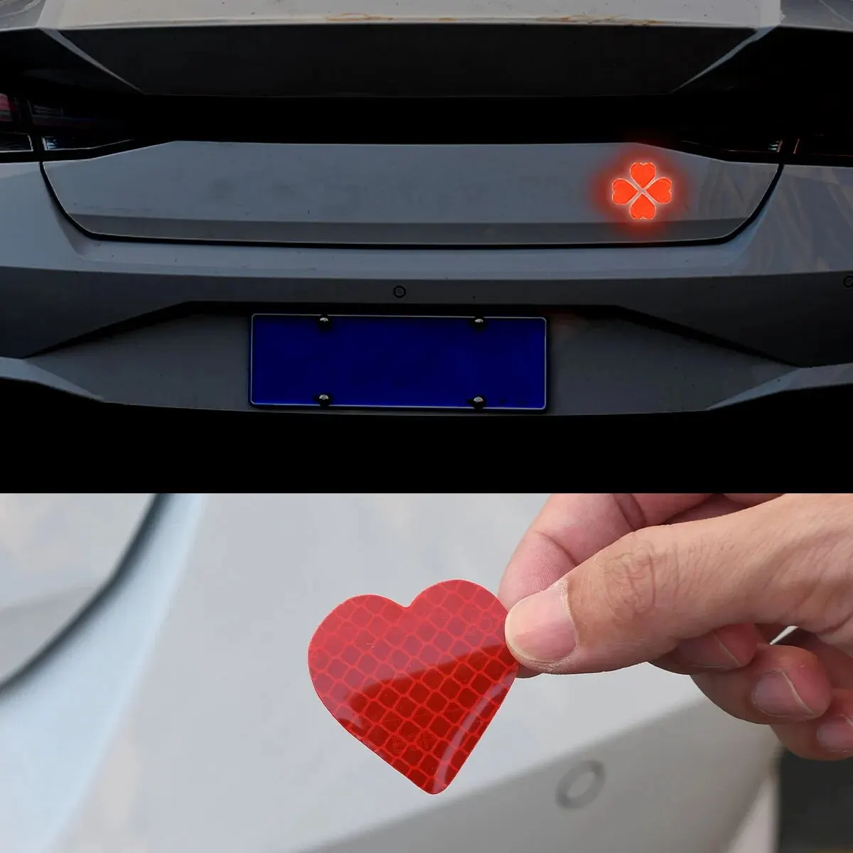 12 Pcs of Red Heart Patterned Car Reflective Stickers