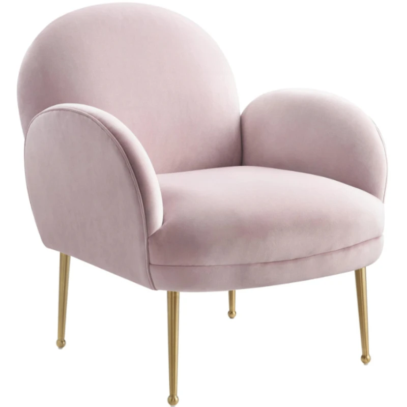 Sofas Chairs Recliner Modern Bedroom Mini Velvet Round Arm Chair Sofa Gold Metal Legs Living Room Furniture