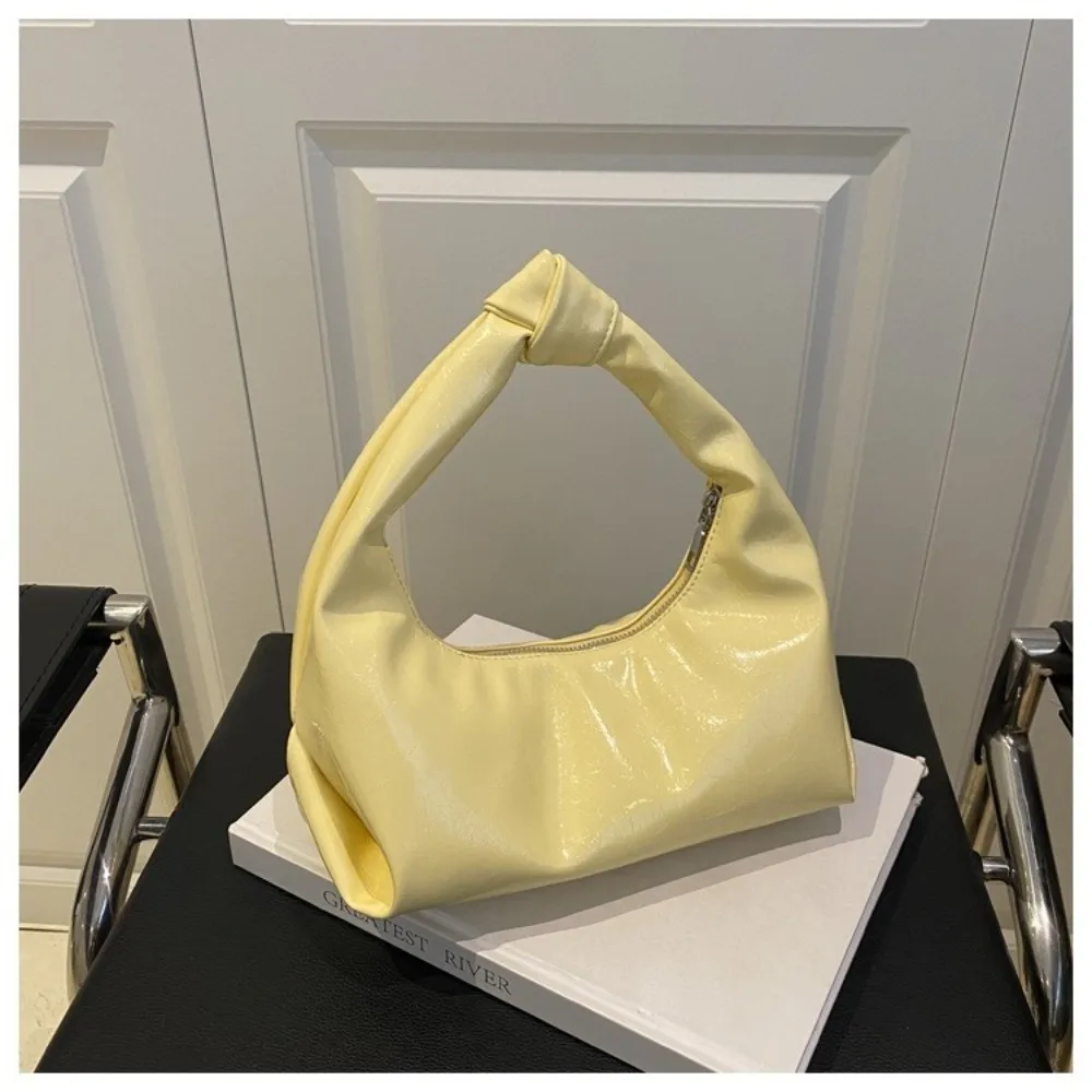 Korean Solid Color Clutch Bags Dumpling Pleated Armpit Bags Versatile Pu Leather Women Handbags Girls