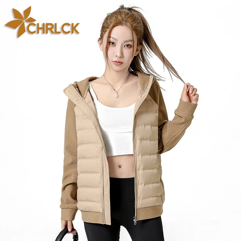 CHRLCK 90% Down Jackets Women's Ultralight Hiking Camping Trekking Winter Coat Outdoor Windproof Warm Puffer Jacket Splicing