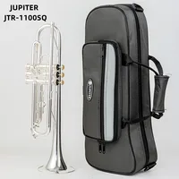 Júpiter JTR-1100SQ Trompeta B B Latón plano Bañado en plata Trompeta profesional Instrumentos musicales con Funda de cuero