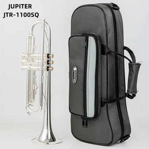 Júpiter JTR-1100SQ Trompeta B B Latón plano Bañado en plata Trompeta profesional Instrumentos musicales con Funda de cuero