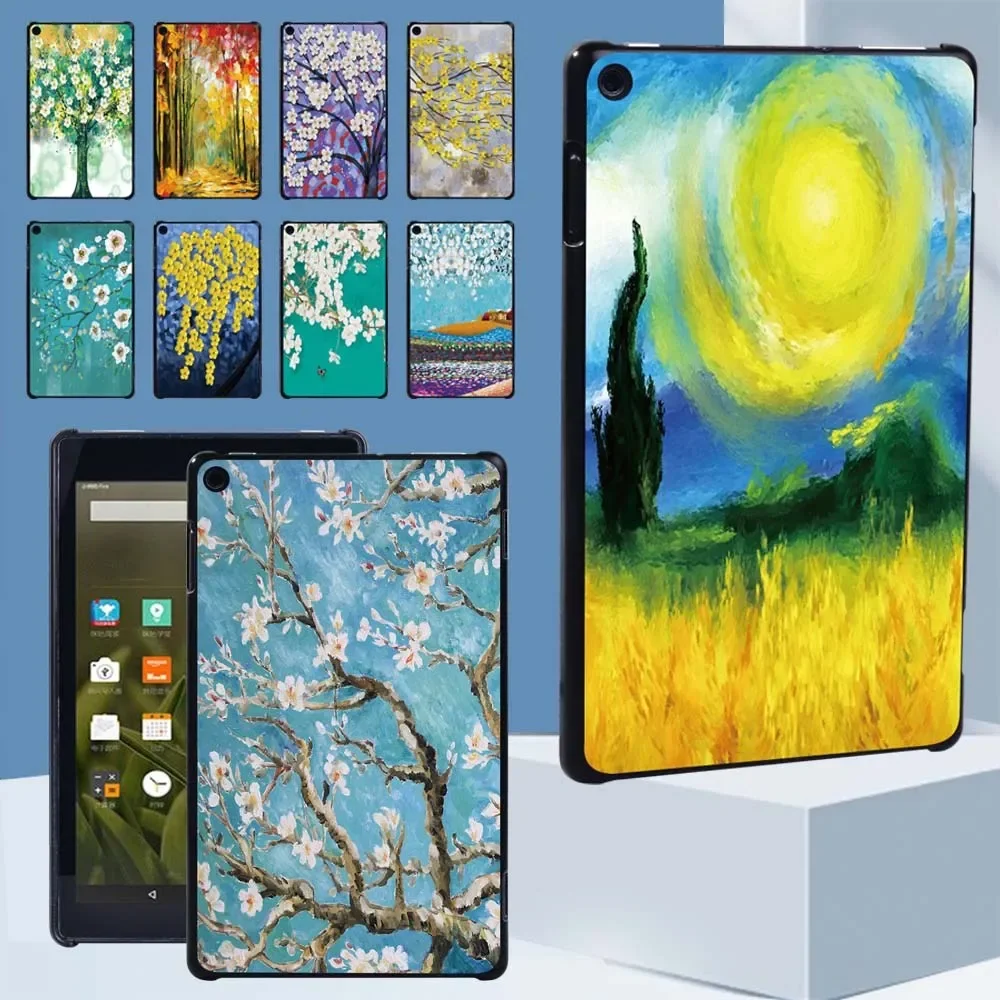 

Tablet Case Cover for Fire HD 10 Plus/5th/7th/9th/11th/HD 8 Plus/6th/7th/8th/10th/Fire 7 5th/7th/9th Paint Print Hard Back Shell