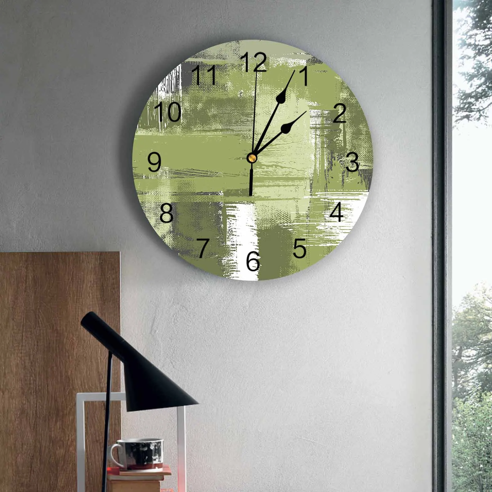 

Настенные часы для спальни, абстрактная зеленая краска, картина маслом, часы для гостиной, украшения для детской комнаты, кабинет, бесшумные настенные часы