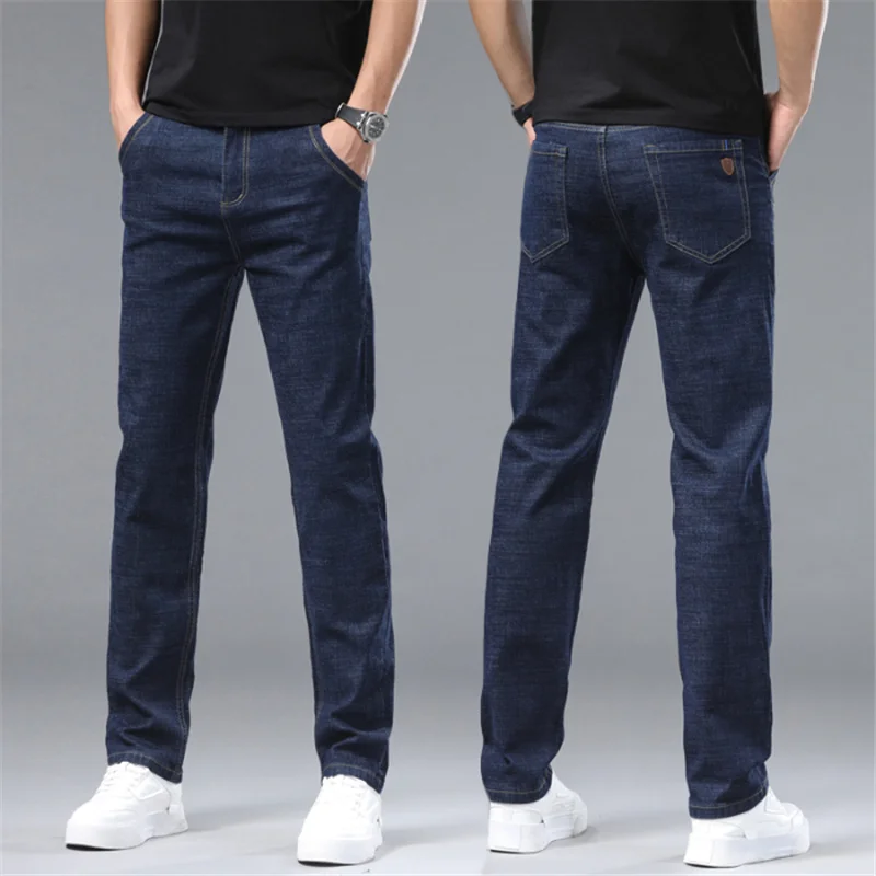 2024 Fashion Men Stretch Loose Straight Jeans Casual Elastic Slim Fit Denim Pants Male Brand Business Trousers Large size 38 40