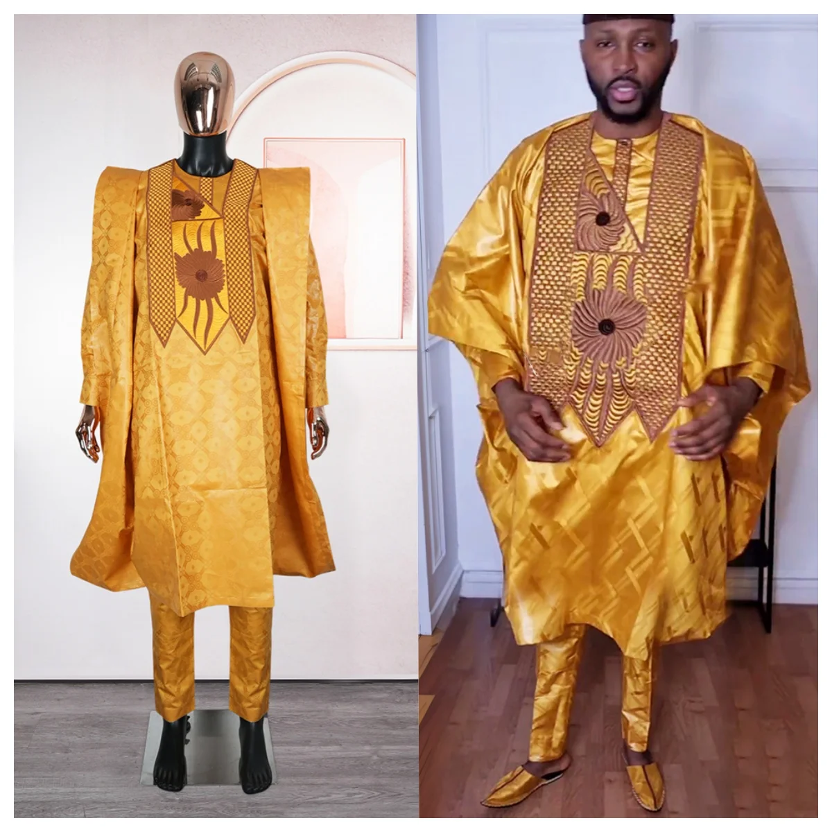 

2025 New African Clothes For Men Dashiki Tradition Outfit Robe Embroidery Tops Pants Suits Bazin Muslim Wedding Party Clothing