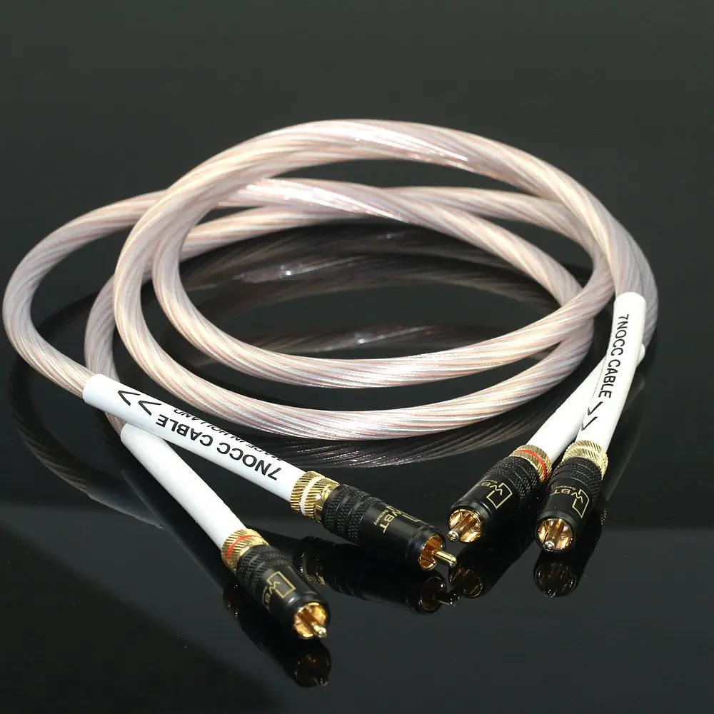 High end Dutch 7NOCC 12 core copper silver mixed amplifier CD player audio cable HIFI dual lotus RCA signal cable