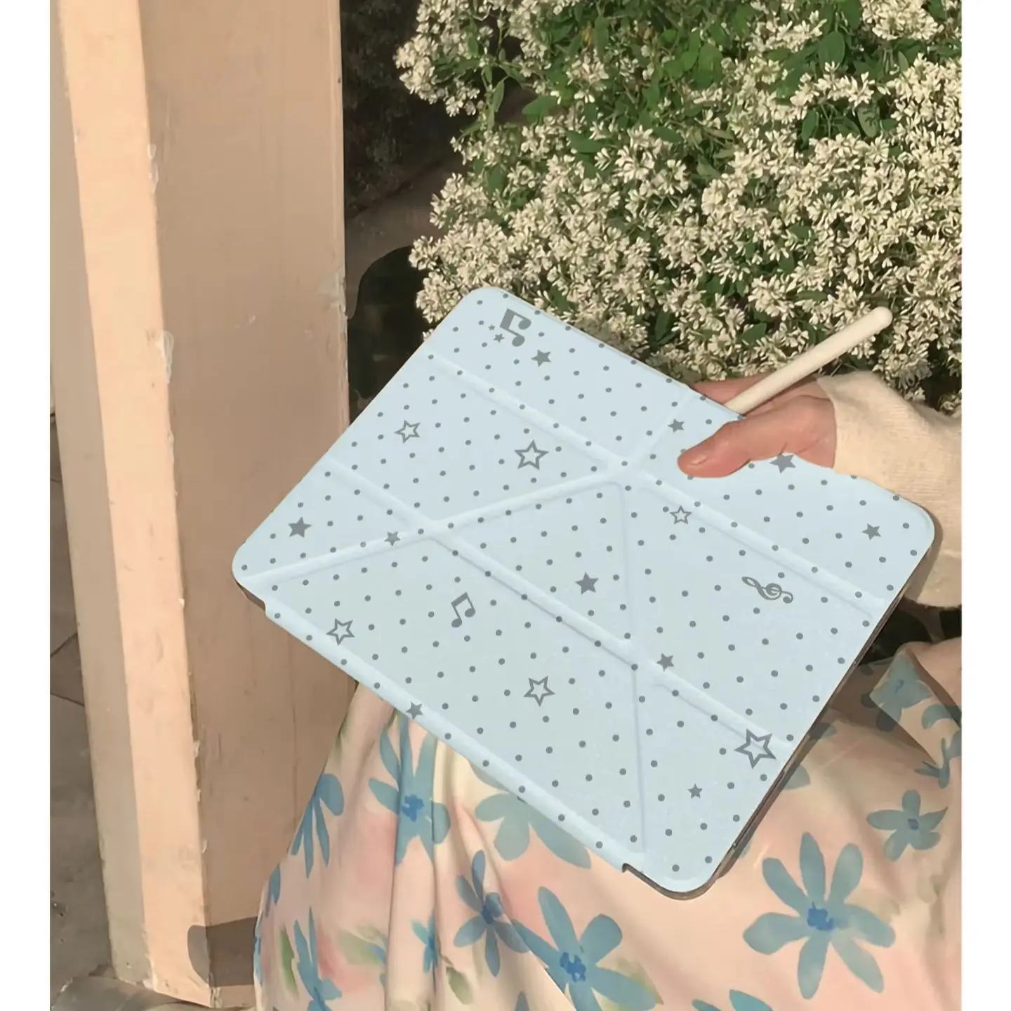 Blue Star Polka Dot Tablet Case For iPad Pro 11 12.9 13 A16 M2 M4 M3 M5 Shell 9.7 10.2 5/6/7/8/9/10/11th Mini Air 3 4 5 6 Cover
