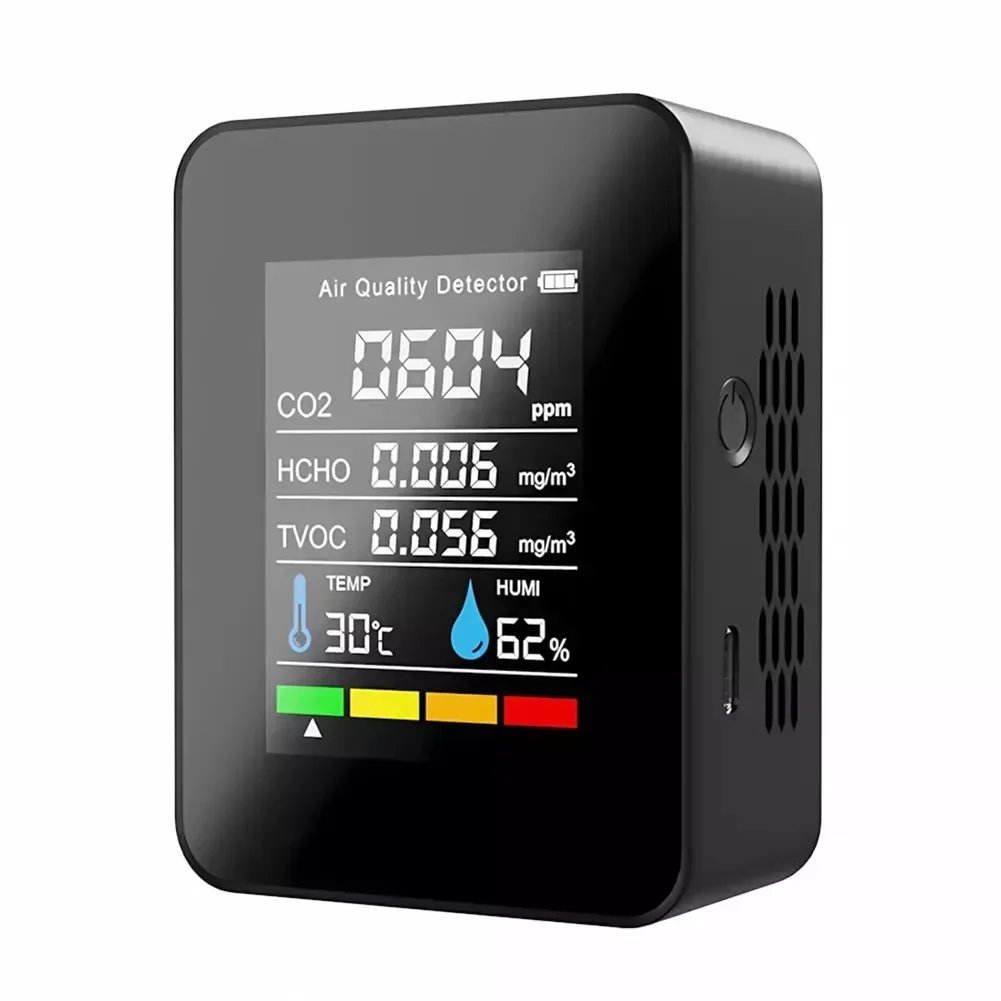 Monitor della qualità dell'aria Rilevatore di anidride carbonica per interni 5in1 Formaldeide HCHO TVOC Accessori per elettroutensili manuali per uso domestico