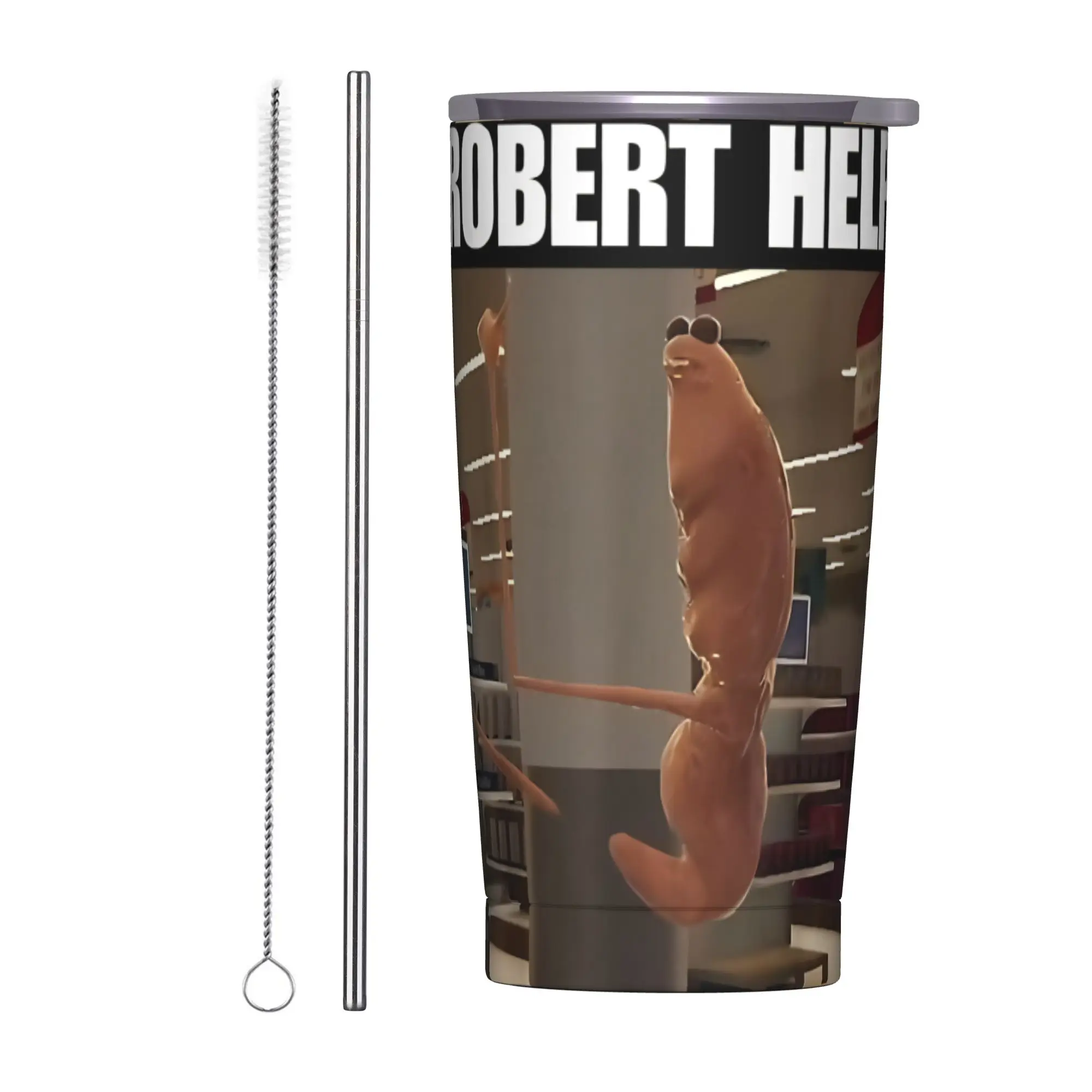 

Стакан Marcus The Worm с забавными мемами и соломой, кружка из нержавеющей стали, чашки с двойными стенками, вакуумная изоляция для холода или горячего, 20 унций