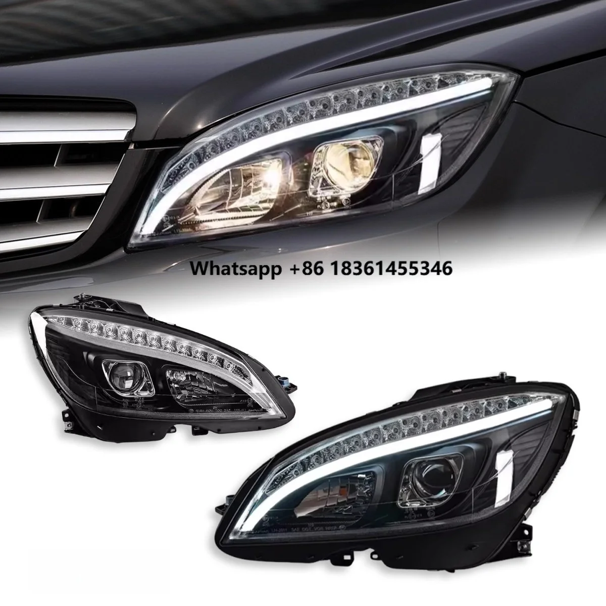 

LED Headlights forC Class Headlights Assembly W204 with LED Lens DRL Sequential Turn Signals 2007 to 2010