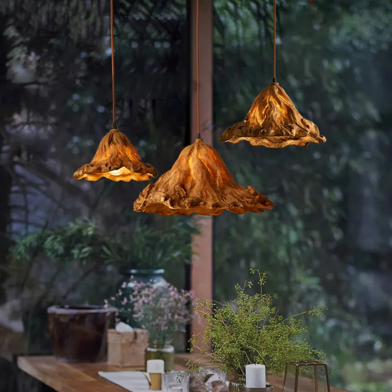 

Zen inspired retro lotus leaf pendant light bar restaurant homestay Wabi Sabi style tea room bedroom coffee shop pendant light