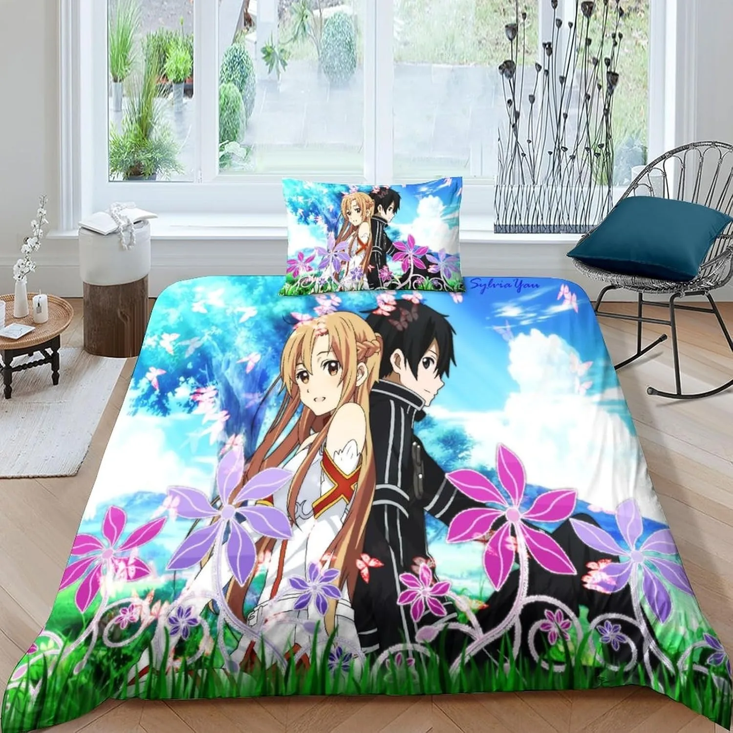 

Sword Art Online Cartoon Bedding Sets Exquisite Bed Supplies Set Duvet Cover Bed Comforter Set Bedding Set Luxury Birthday Gift