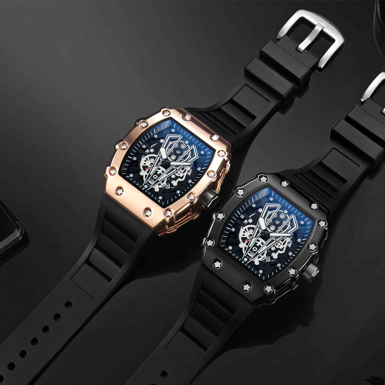 Luxury Quartz Men's Watch - Unique Octagonal Design, Silicone Strap, Luminous Waterproof Analog Wristwatch for Business and Casu