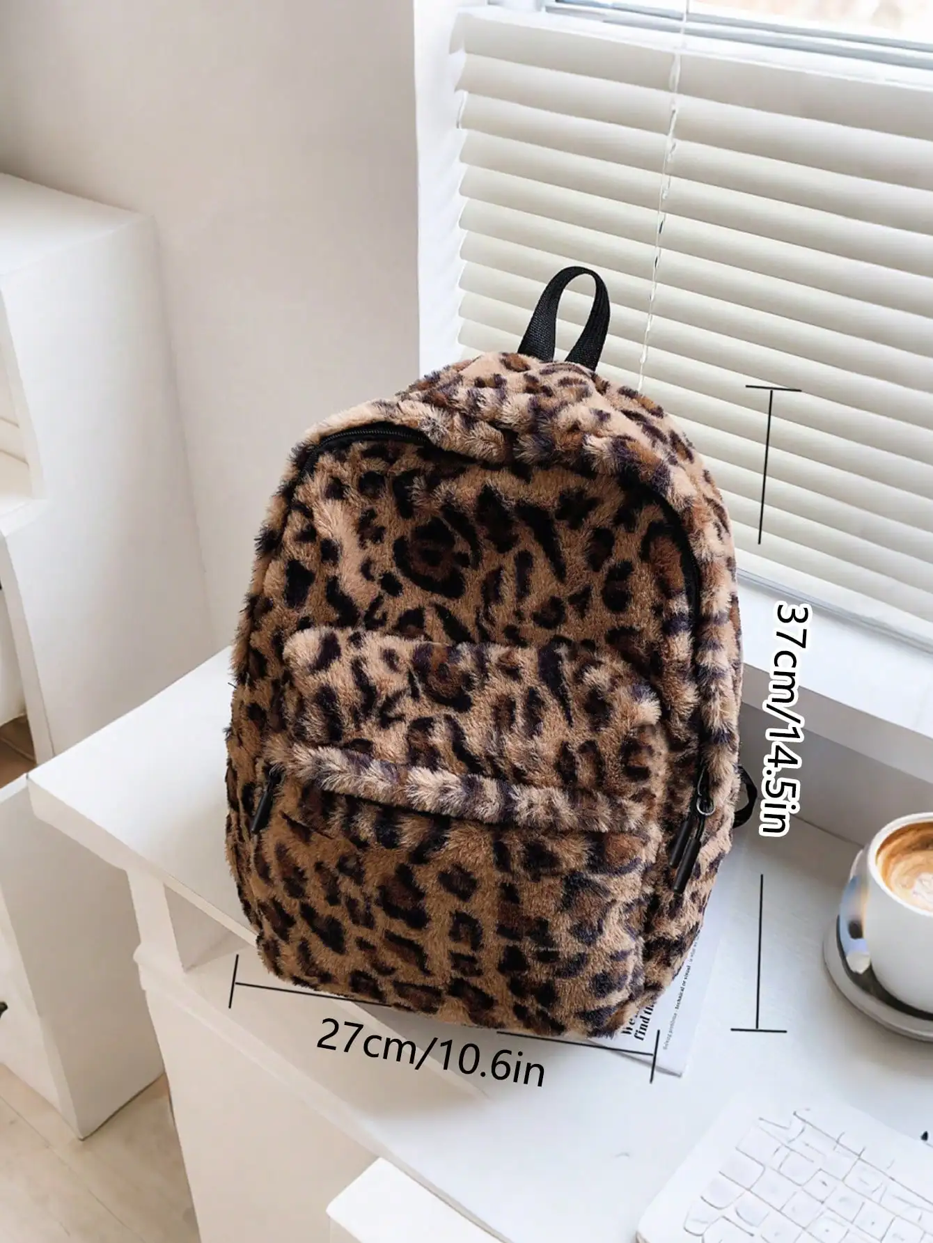 Allover Leopard Pattern Fluffy Backpack, Bag For School For College School Bag, School Backpack Large Capacity For Teen Girls Women College Students College, Middle School, High School, Outdoors, Travel, Outings, Back To School Back To School, Cute,