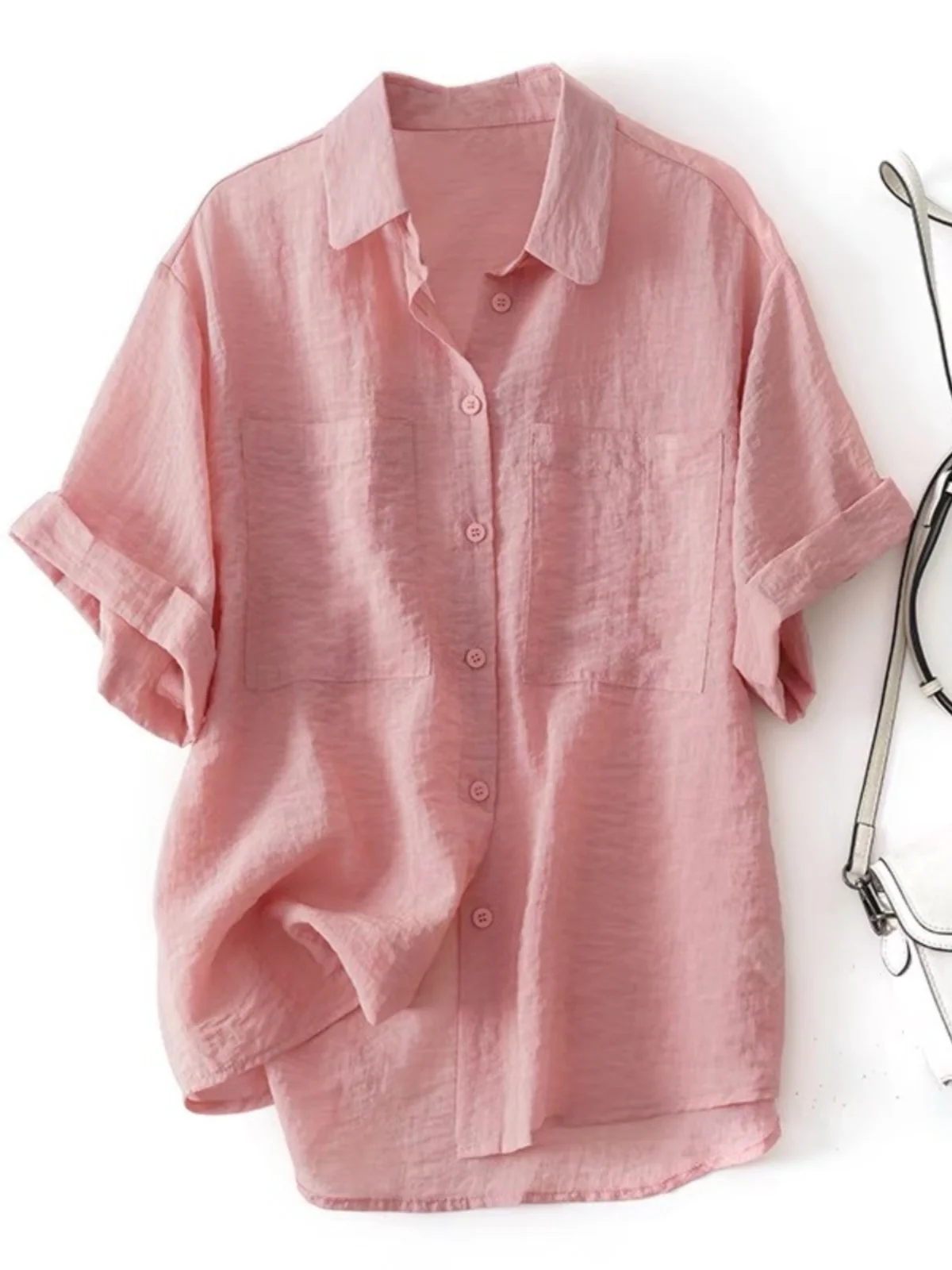 

Lightweight Breathable Linen ort Sve irt Women Summer Casual Loose Faion Artistic Sle Button up Top