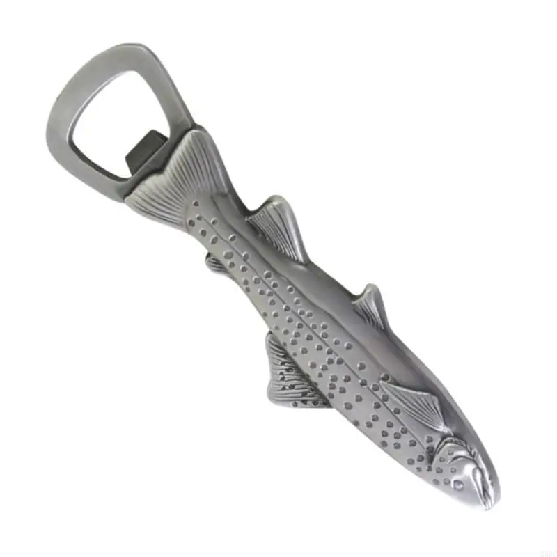 Portable Fish Pattern Beverage Opener Stainless Steel Texture Bottle Opener Q5WC
