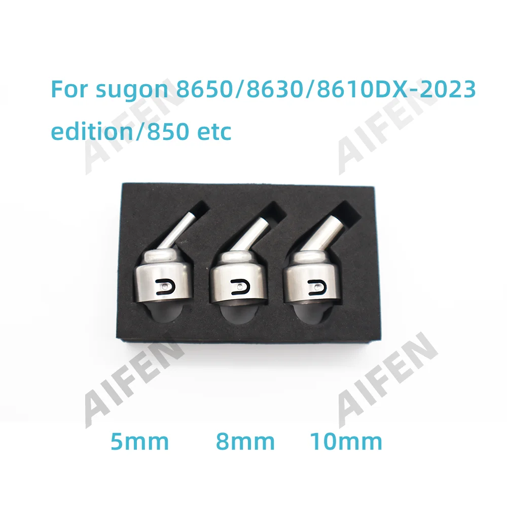 SUGON 8650/8630/8610DX-PRO stacja lutownicza na gorące powietrze 45 stopni zakrzywiona dysza 5mm/8mm/10mm wygięta kątowa dysza grzewcza — zdjęcie 2