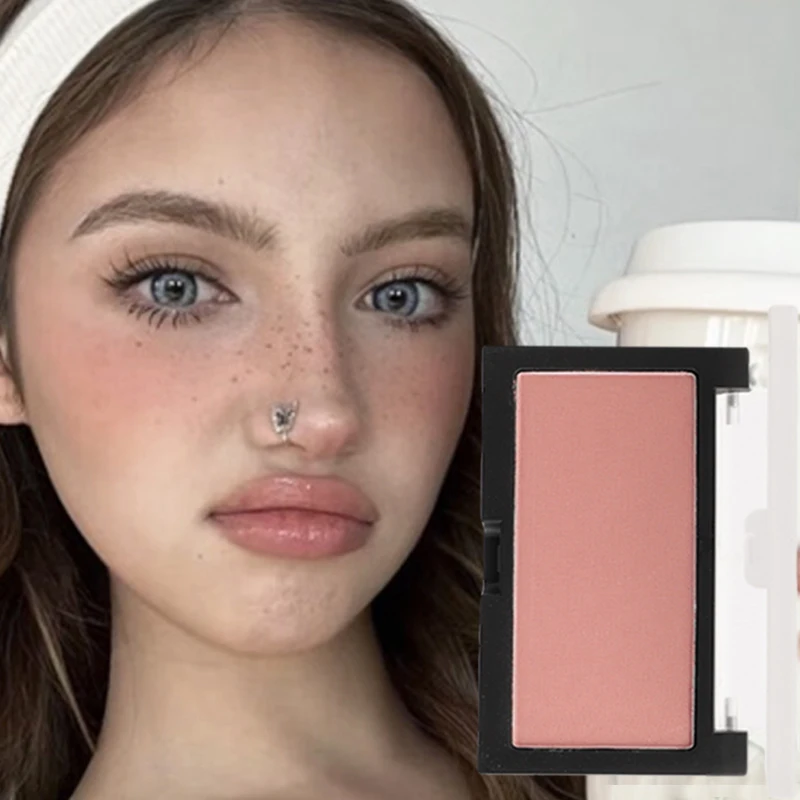 Blush monocromático impermeável para mulheres, cosméticos de contorno facial, blush macio em pó, bochecha matiz, iluminar o rosto, maquiagem feminina