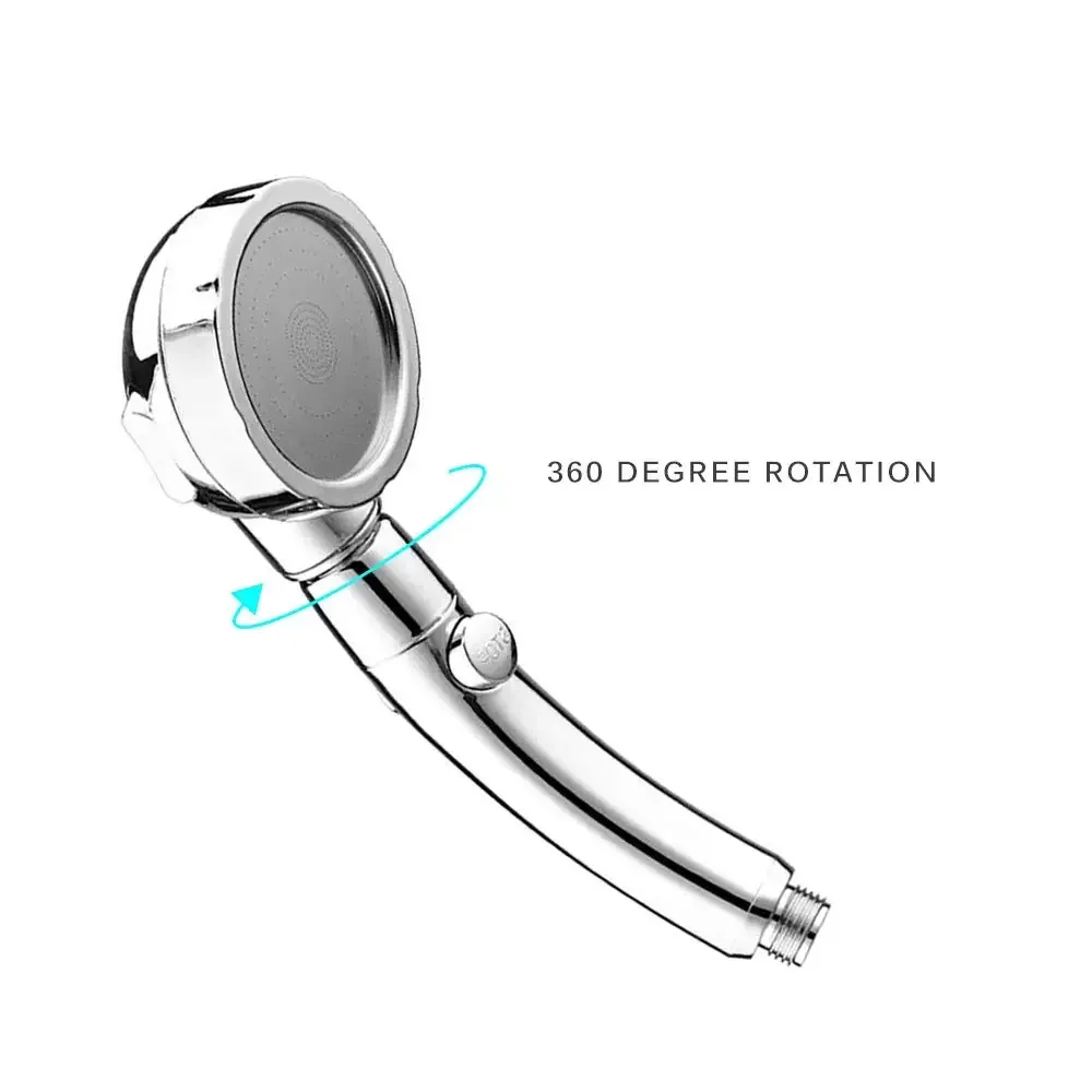Cabeça de chuveiro de alta pressão, 3 modos, ajustável, rotação 360 graus, com botão de parada, mangueira, economia de água, chuveiro de banheiro portátil