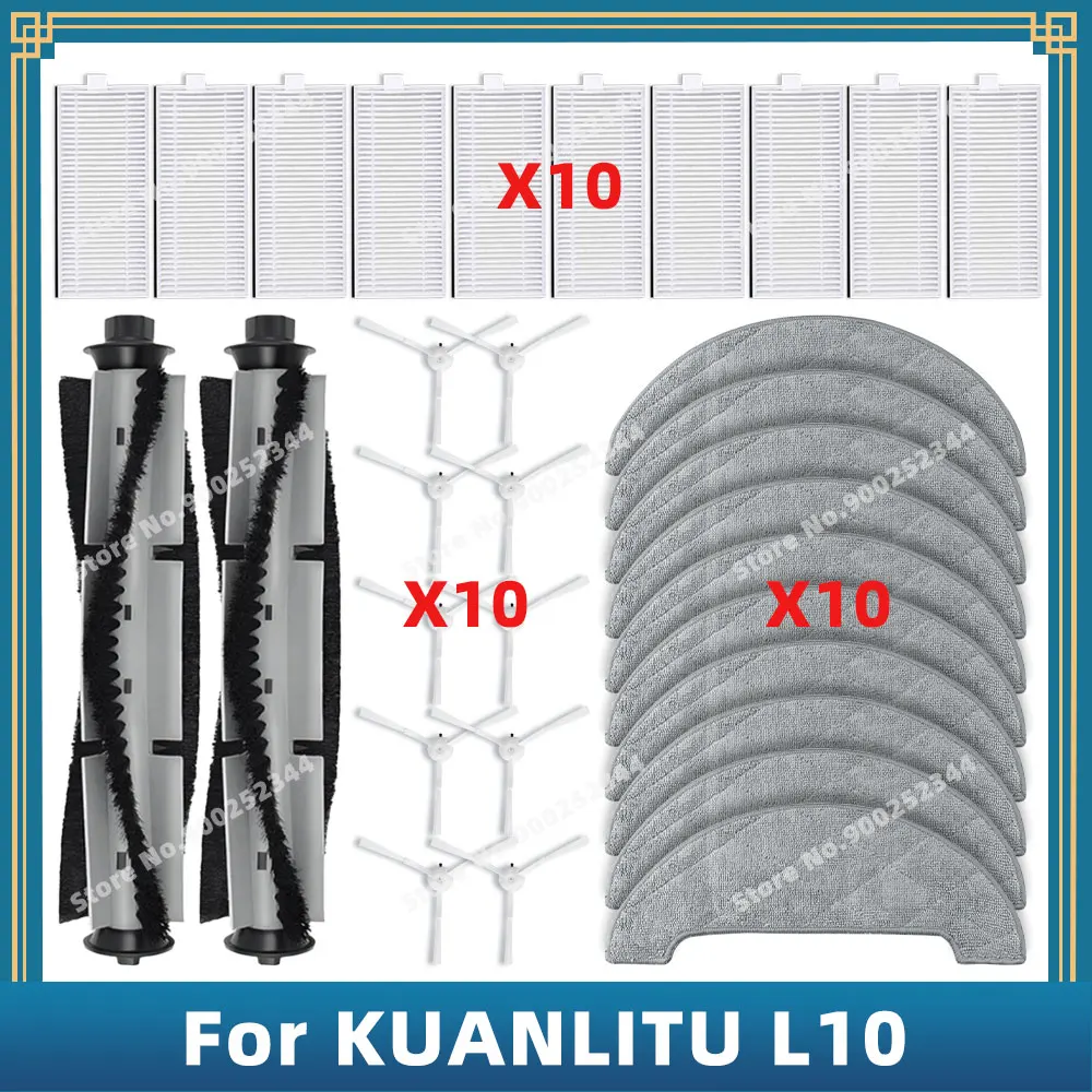 Compatible For KUANLITU L10 Replacement Parts Accessories Main Side Brush Filter Mop Cloth