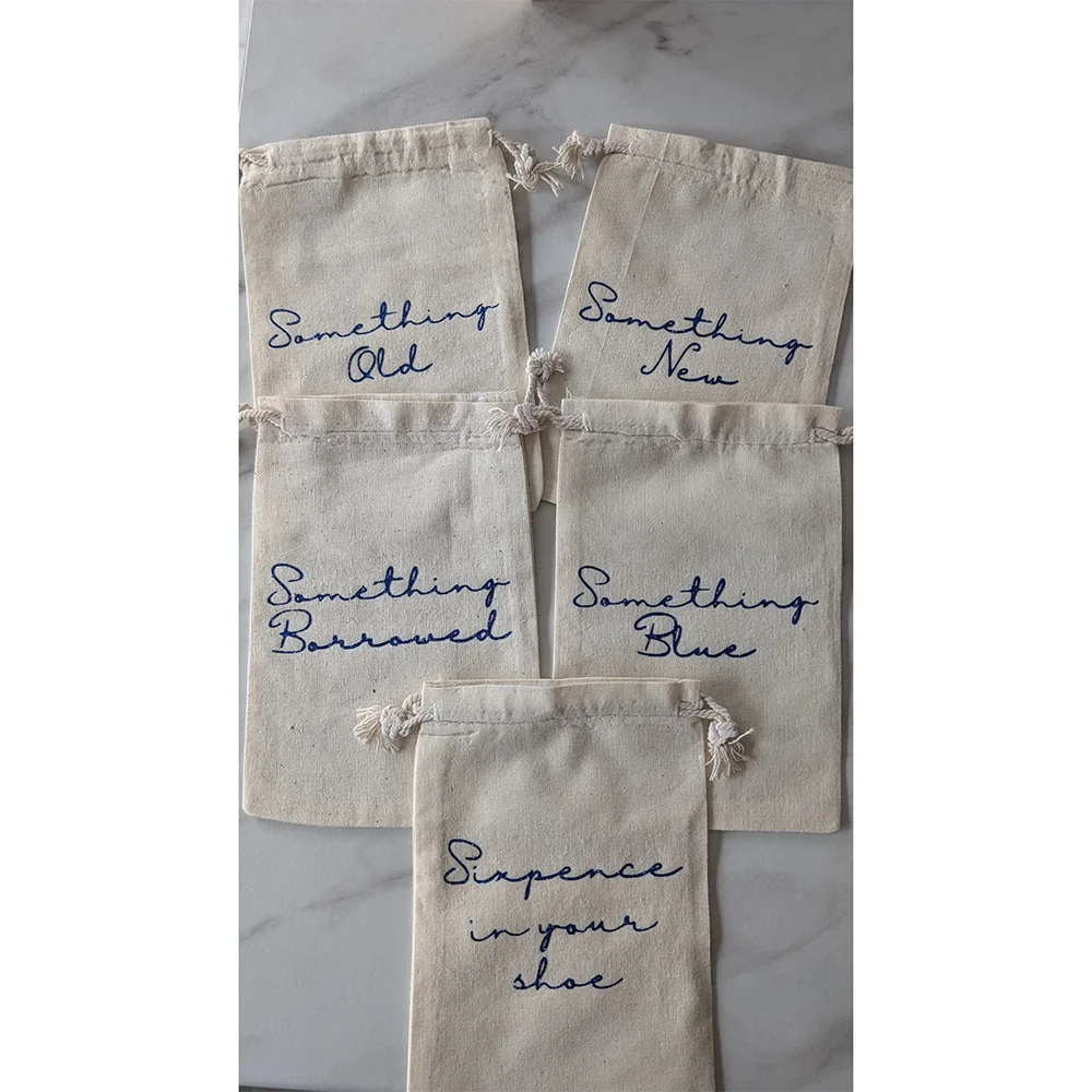 

5Pcs Something Old New Borrowed Blue Wedding Gift Candy Bag Honeymoon Present Bride To Be Gift Bachelorette Party Accessories